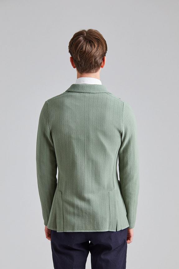 LARDINI Herringbone DB Knit Jacket Green-2